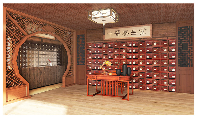 傳統3d立體中醫藥柜壁紙艾灸養生館裝飾藥房藥店網紅直播背景墻紙